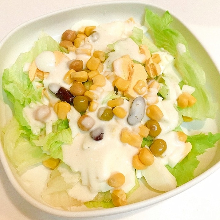 レタスとゆで卵とコーンと豆のサラダ 朝ごはんに レシピ 作り方 By だだちゃまめごはん 楽天レシピ レタスとゆで卵とコーンと豆のサラダ 朝ごはんに レシピ 作り方 By だだちゃまめごはん 楽天レシピ